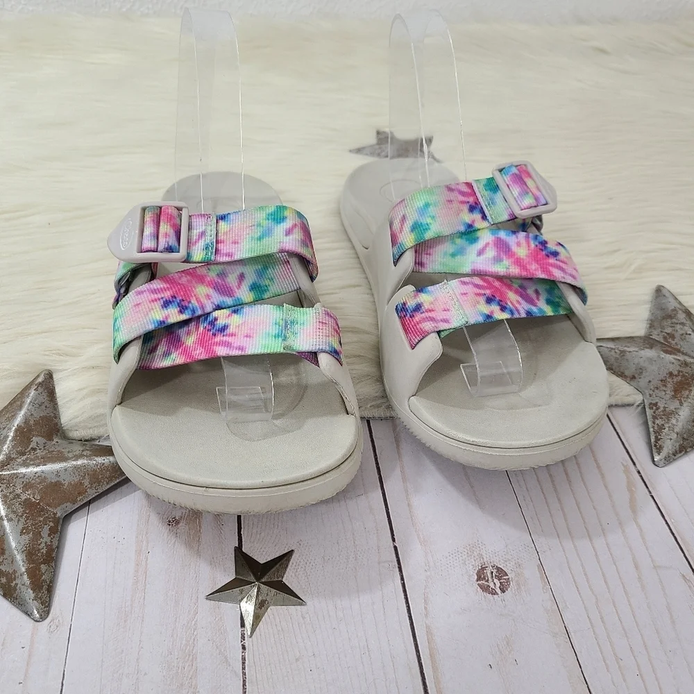 Chaco Chillos sandals slide light tie-dye rainbow size 9